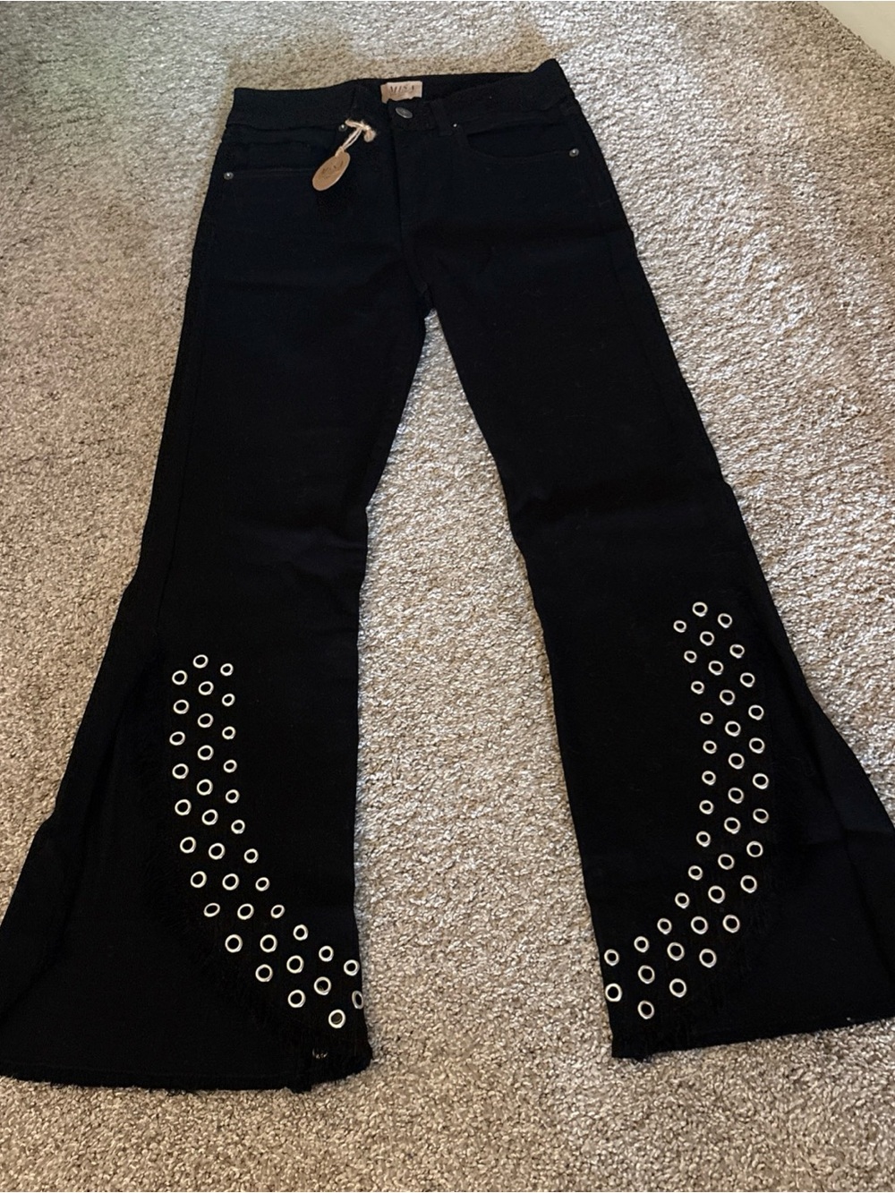 Misa Los Angeles Black High-Rise Jeans with Metal Button